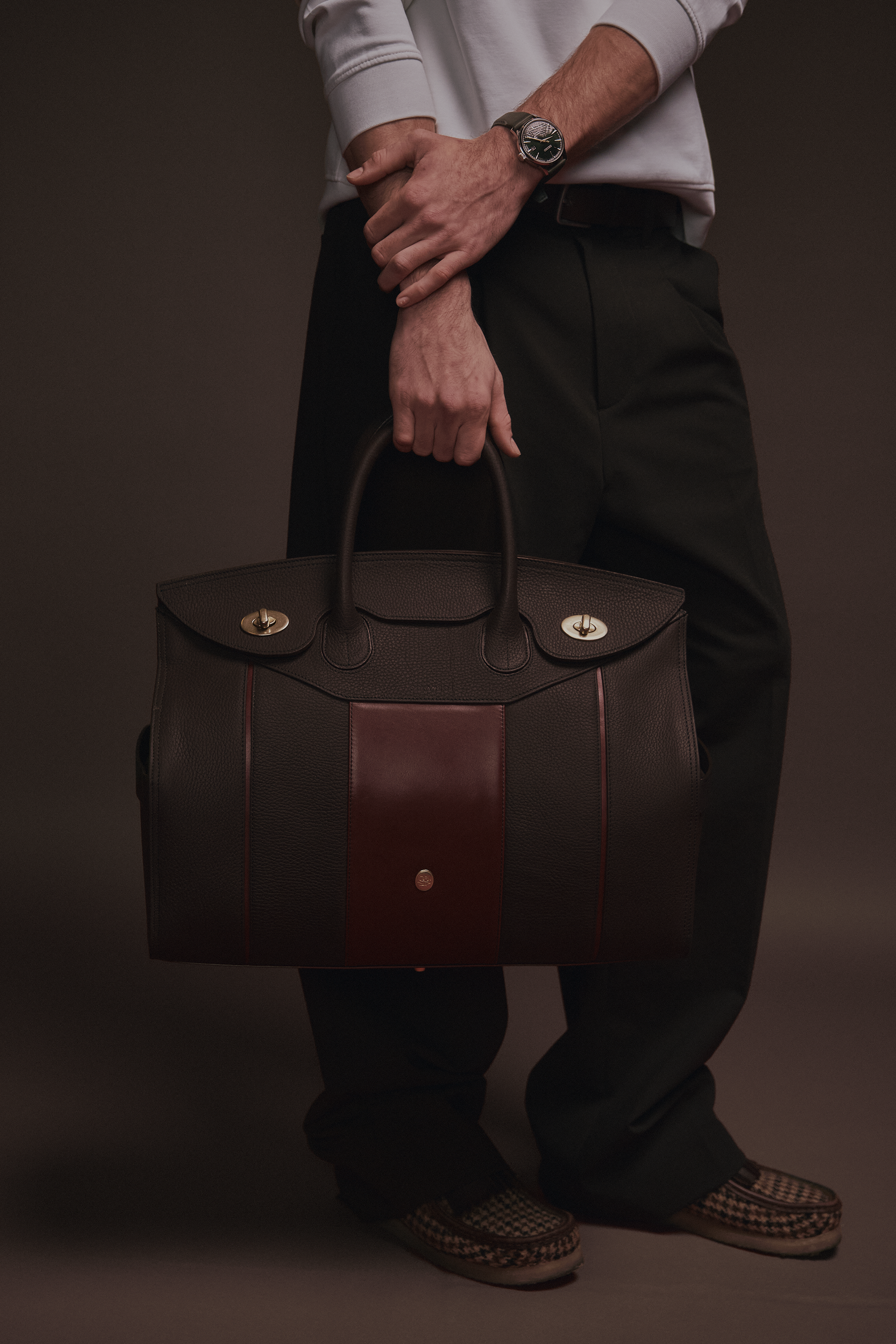 Bolso Capi en piel marrón granulada premium