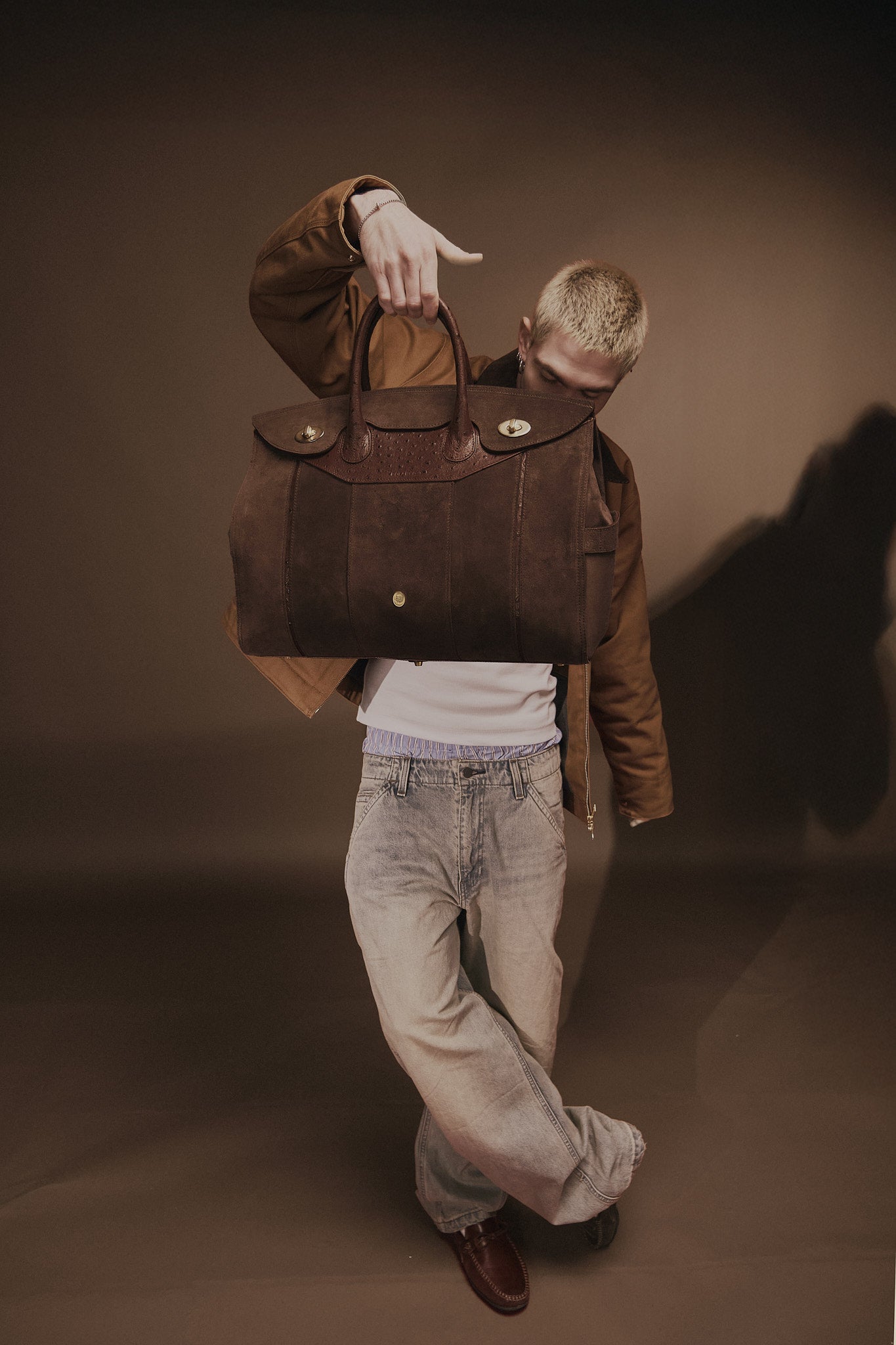 Bolso Capi en piel marrón Serraje