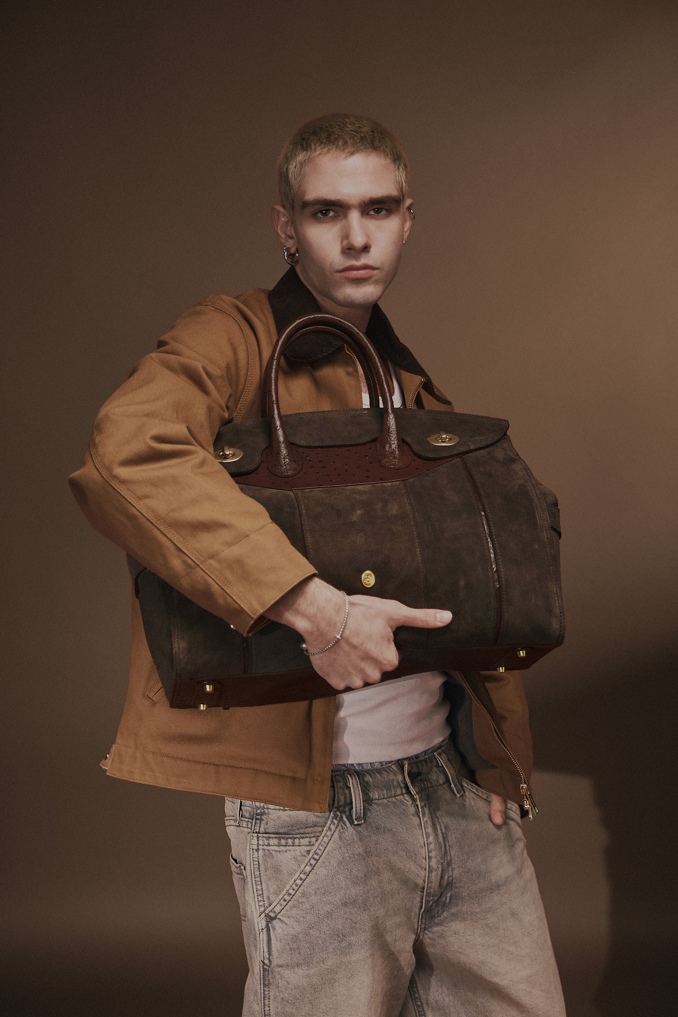 Bolso Capi en piel marrón Serraje