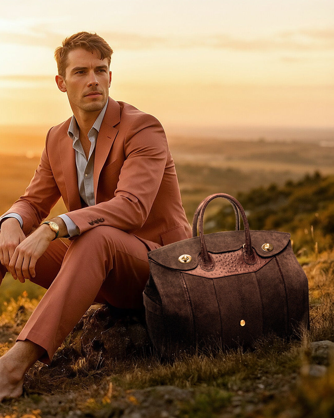 Bolso Capi en piel marrón Serraje