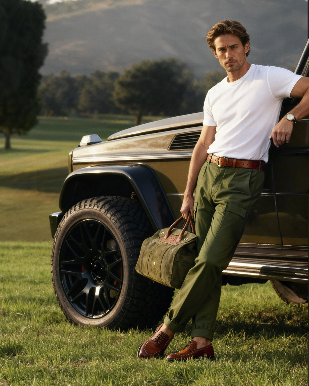 Bolso Capi en piel Verde Nobuck