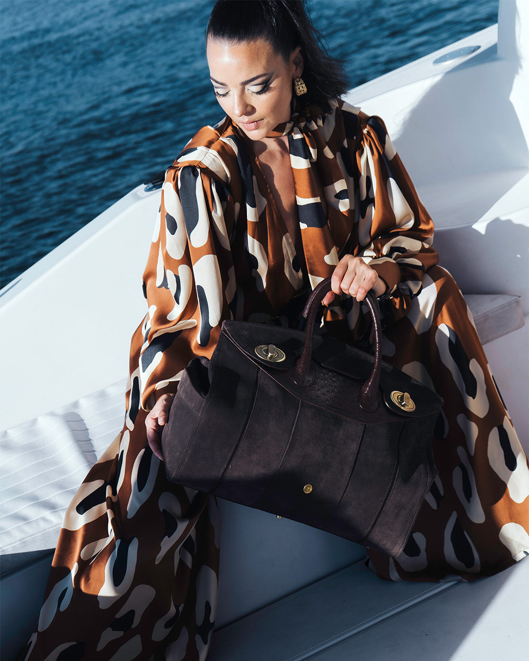 Bolso Capi en piel marrón Serraje