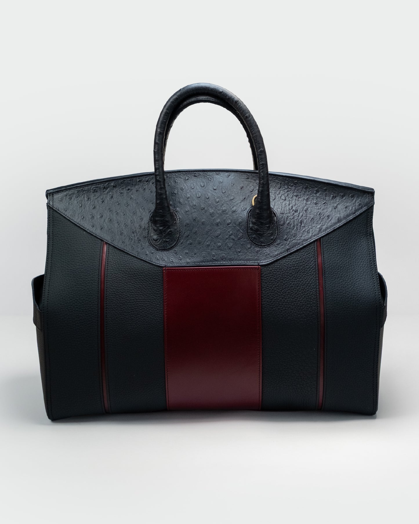 Bolso Capi en piel Negra Grano Mate & Avestruz