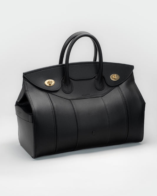 Bolso Full Black Capi en piel lisa Premium