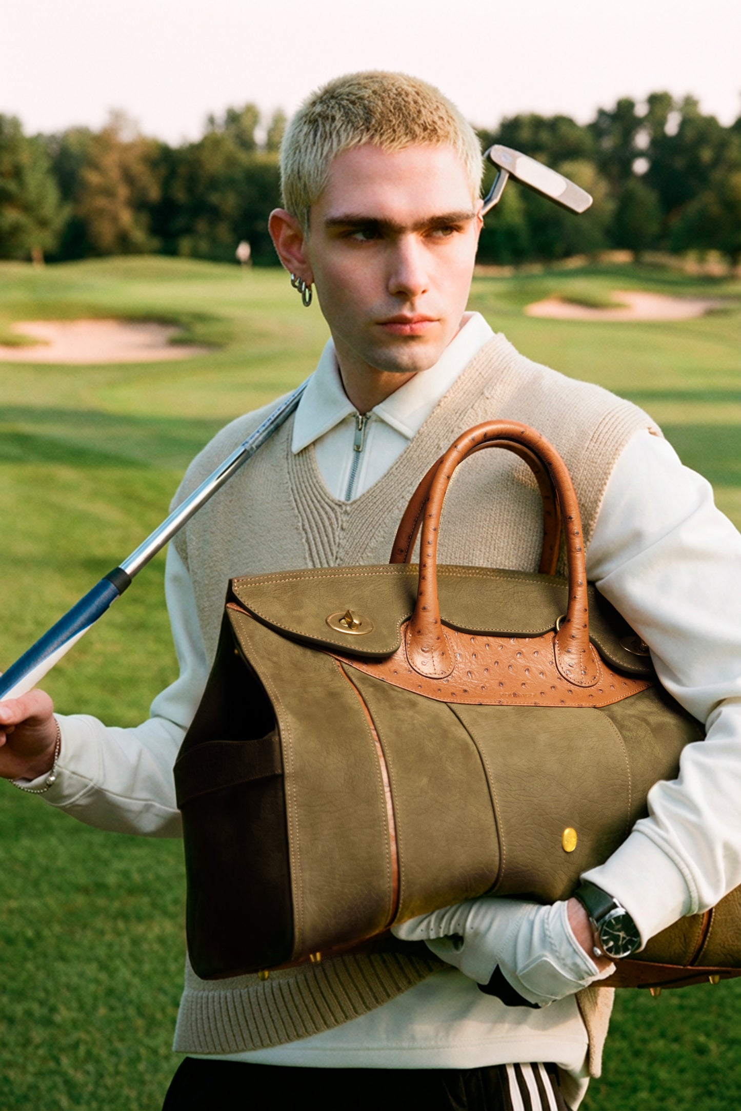Bolso Capi en piel Verde Nobuck