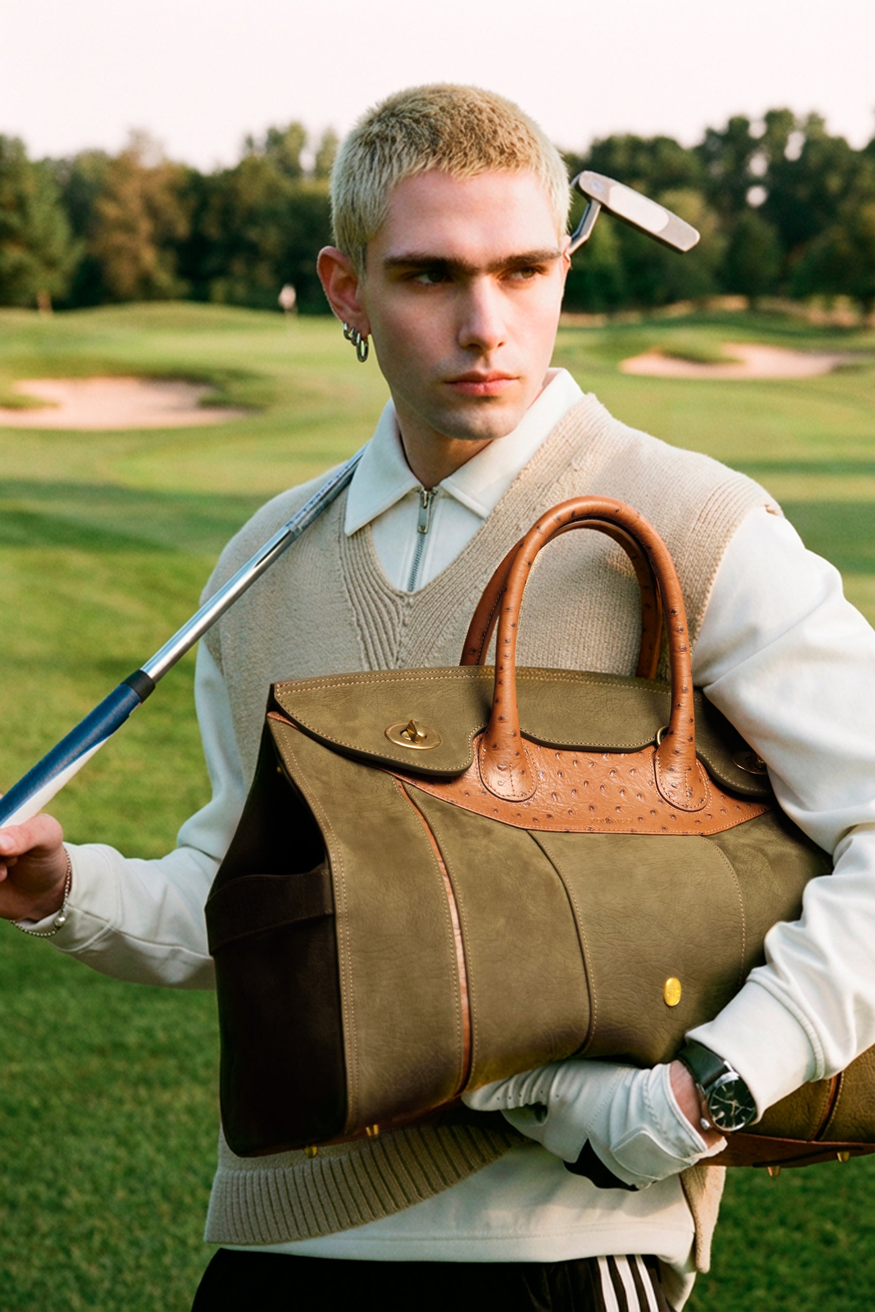 Bolso Capi en piel Verde Nobuck